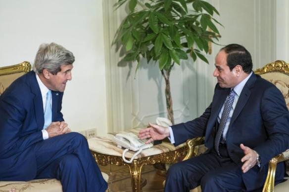 June 22, 2014: John Kerry meets Sisi in Cairo and gives him $572 million in military aid, days after pro-democracy activists including feminist Yara Sallam were arrested and abused